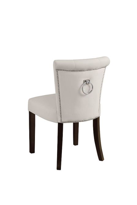 Chaise de salle à manger Positano avec anneau métallique au dos, piétement noyer - Crème - Image #0