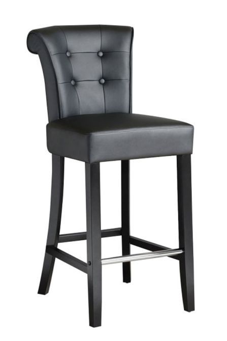 Positano Bar stool with Back Ring - Black PU leather - Image #0