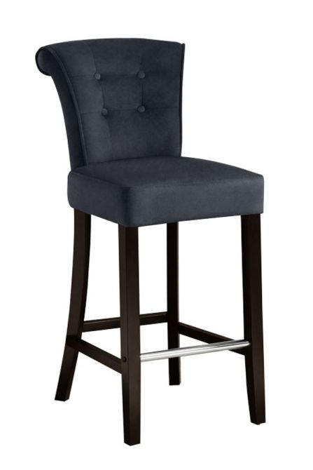 Positano Bar stool with Back Ring - Black Velvet - Image #0