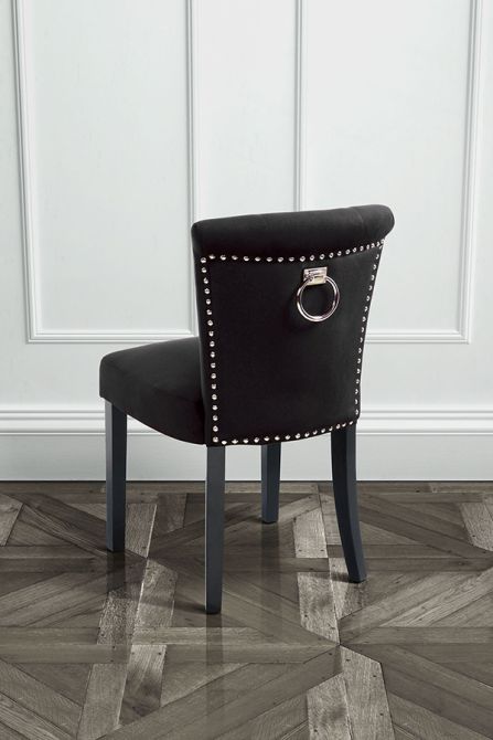 Positano Dining Chair with Back Ring - Black Velvet - Image #0