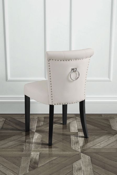 Positano Dining Chair with Back Ring / Black legs- Cream - Image #0