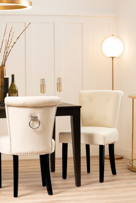 Positano Sedia da pranzo con anello - Crema - gambe Nere-view2