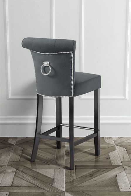 Positano Bar stool with Back Ring - Smoke - Image #0