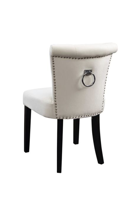 Positano Cream Dining Chair With Ring, Grey Velvet Ring Back Dining Chairs