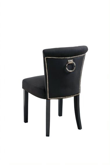Chaise de salle à manger Positano avec anneau au dos - Noir avec pieds noirs - Image #0