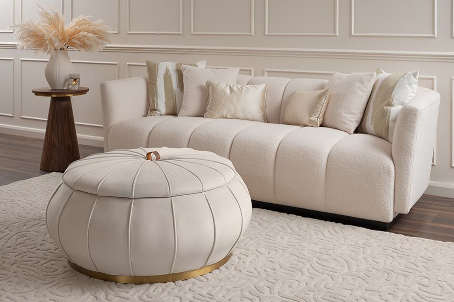 Pumpkin Aufbewahrung Ottomane - Kreideweiß - Basis Messing-view3