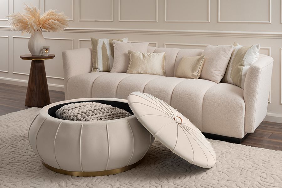 Pumpkin Aufbewahrung Ottomane - Kreideweiß - Basis Messing-view2