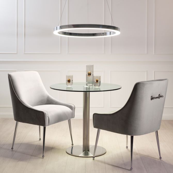 Mason Dining Chair Dove Grey - Shiny Silver Legs - Image #0