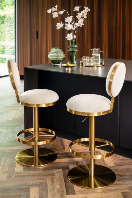 Ravello Bar Stool - Brass - Chalk-view2