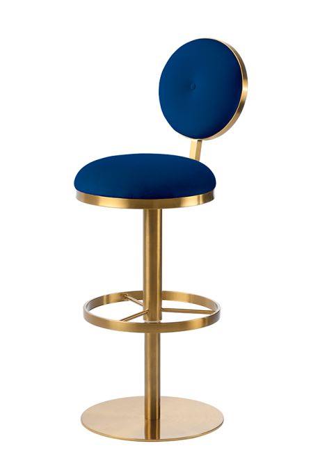Ravello Tabouret de bar, piétement laiton - Bleu marine -view3