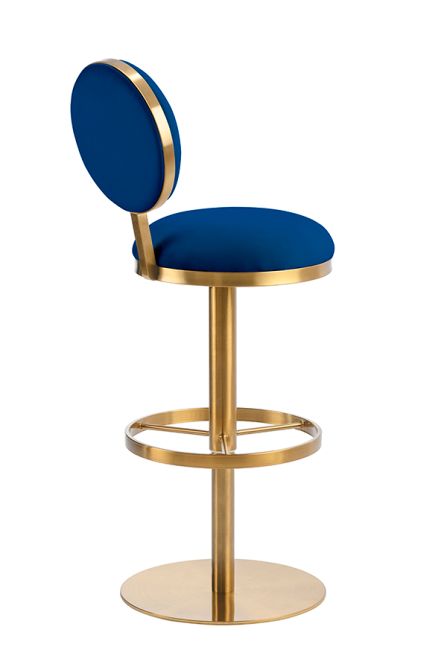 Ravello Tabouret de bar, piétement laiton - Bleu marine -view4