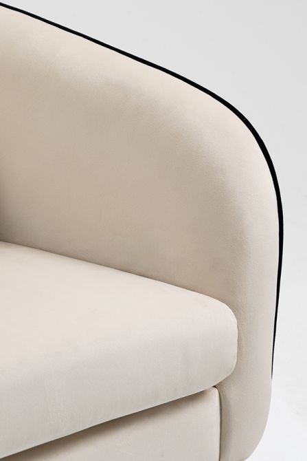 Roanna Canapé 2 places, piétement noir - Craie-view3