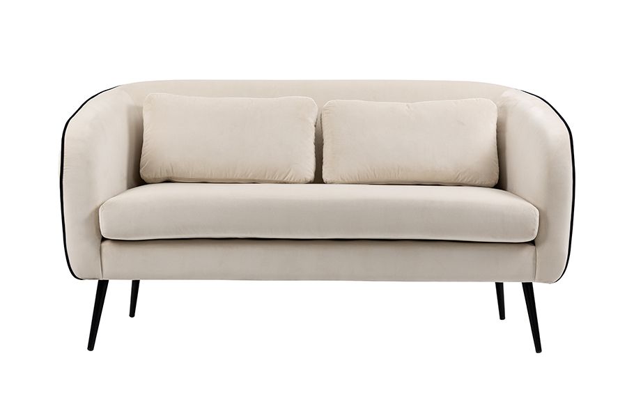 Roanna Canapé 2 places, piétement noir - Craie-view2