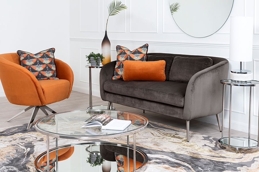 Roanna 2-Sitzer Sofa -Anthrazit  Silber/Messing Beine-view4