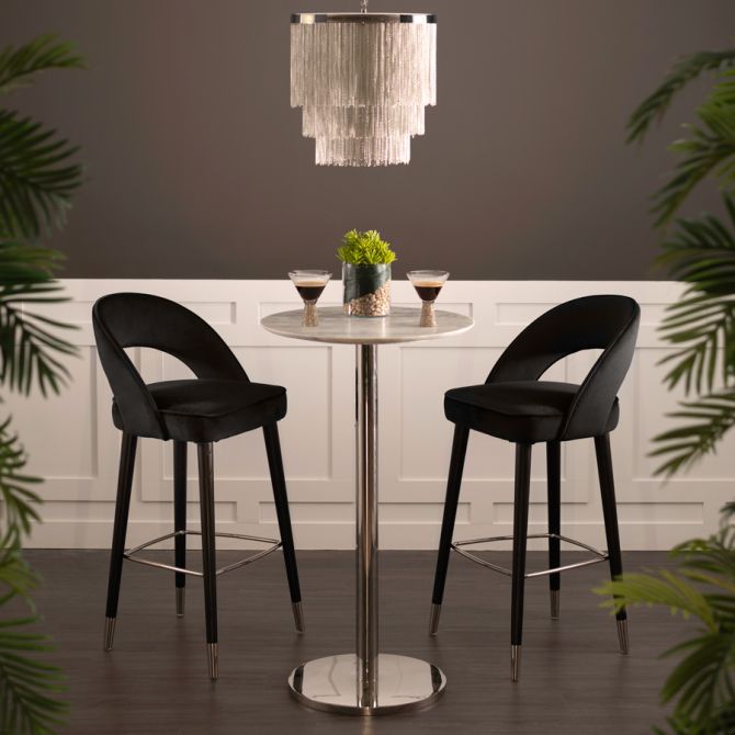 Rossini Tabouret de bar, extrémités argent - Noir-view2