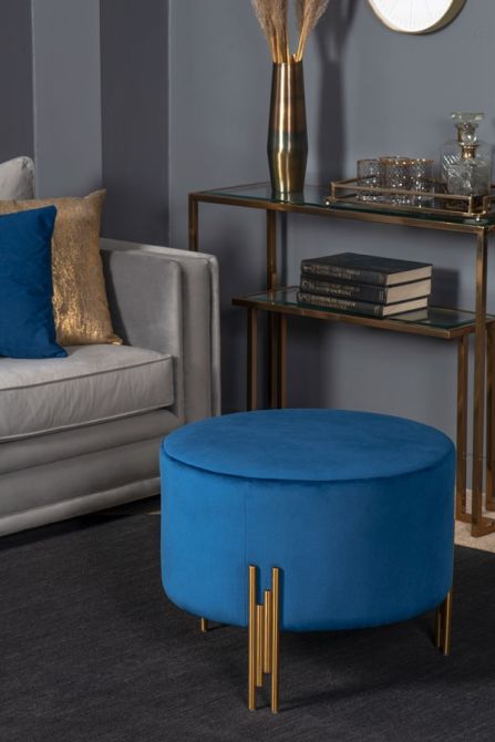 Rubell - Gran taburete - Azul marino - Base de latón-view2
