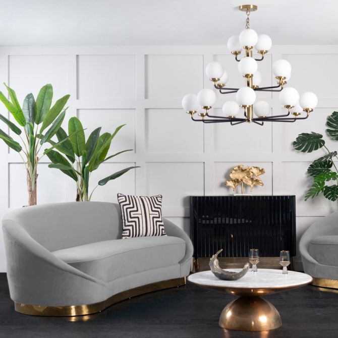 Selini 3-Sitzer Sofa - Messing - Basis - Taubengrau-view2