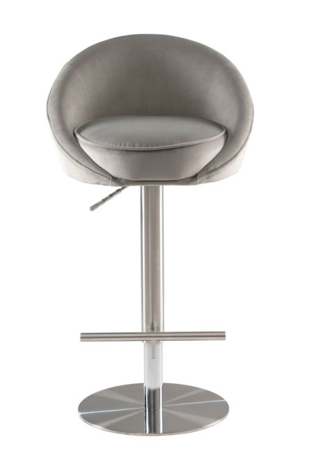 Selini Tabouret de bar, base argent - Gris colombe-view5