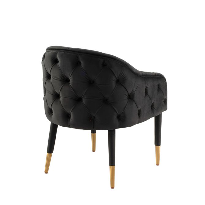 Sophia Dining Chair - Black - Brass Caps - Image #0