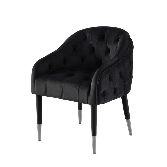 Sophia Dining Chair - Black - Silver Caps - Image #0