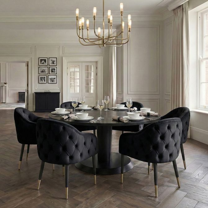 Sophia Esszimmerstuhl - Schwarz - Messingkappen-view3