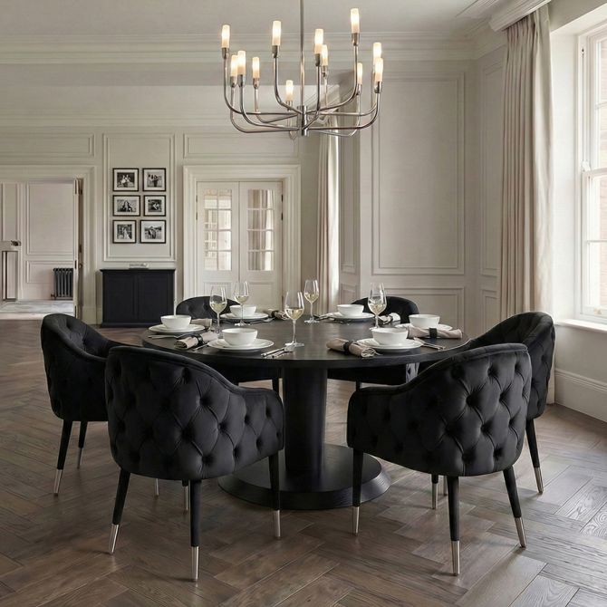 Sophia Chaise de salle à manger, extrémités argent - Noir-view3