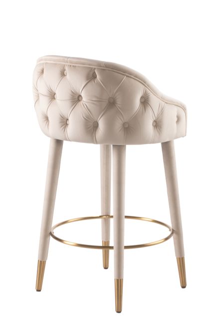 Sophia Counter stool - Chalk - Brass caps - Image #0