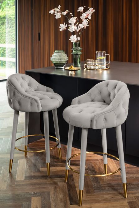 Sophia Tabouret de comptoir, extrémités or - Gris-view2