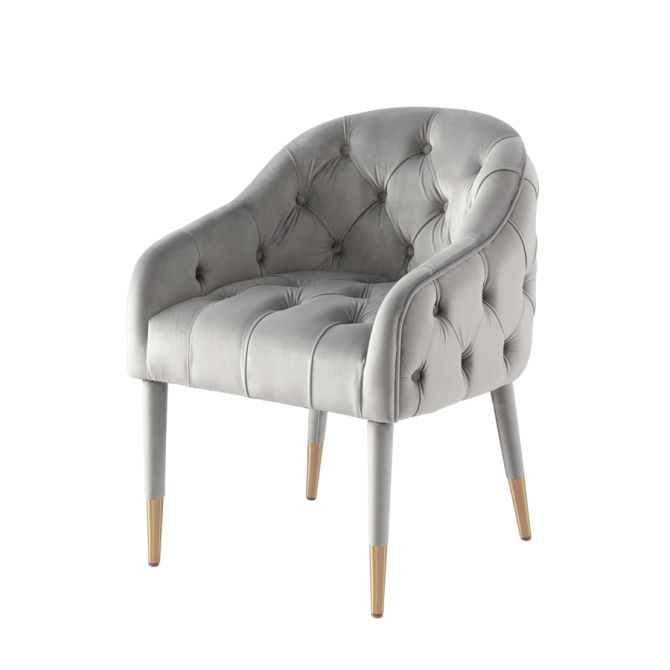 Sophia Dining Chair - Grey - Brass Caps - Image #0