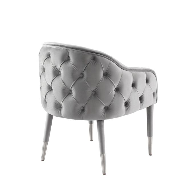 Sophia Dining Chair - Grey - Silver Caps - Image #0