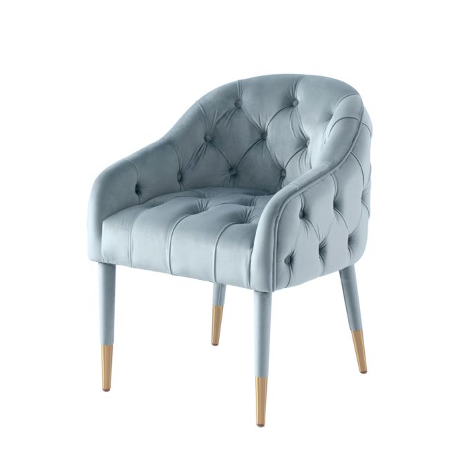 Sophia Dining Chair - Powder Blue - Brass Caps - Image #0