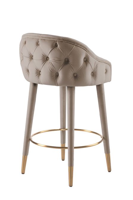 Sophia Counter stool - Taupe - Brass caps-view3
