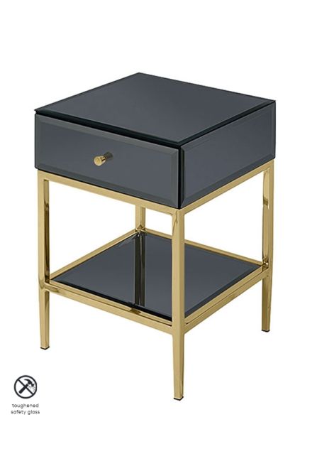 Stiletto Toughened Black Glass and Brass Side Table - Image #0