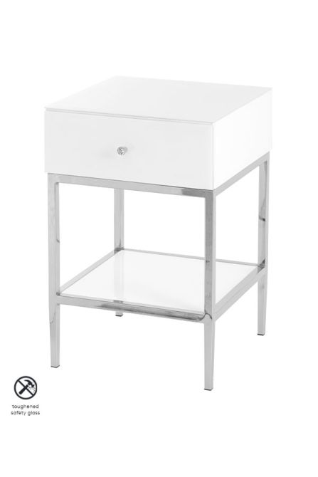 Stiletto Toughened White Glass and Chrome Side Table - Image #0