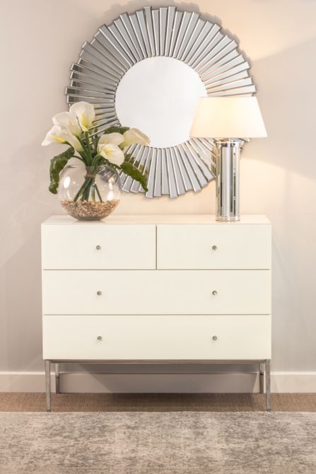 Stiletto Toughened White Glass and Chrome Chest of Drawers - Image #0