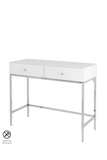 Stiletto Toughened White Glass and chrome Console Table - Image #0