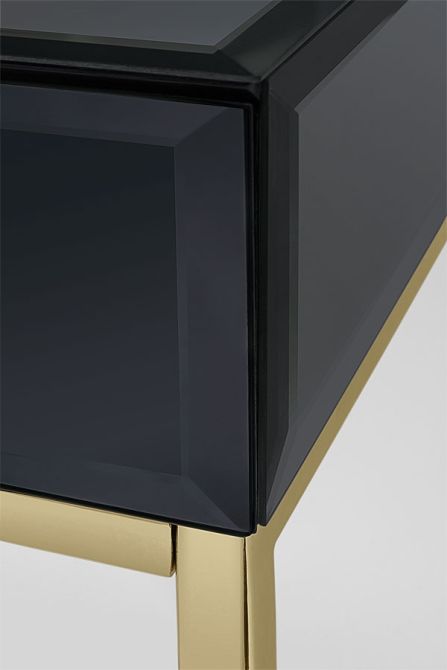 Stiletto Toughened Black Glass and Brass Side Table - Image #0