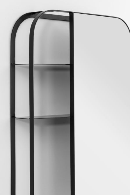 Stria Wall Mirror with Shelves – Black-view3