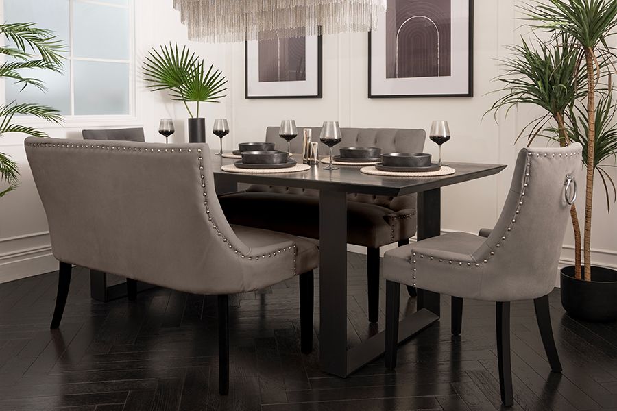 Torino Bänk – Smoke – Svarta Ben-view2