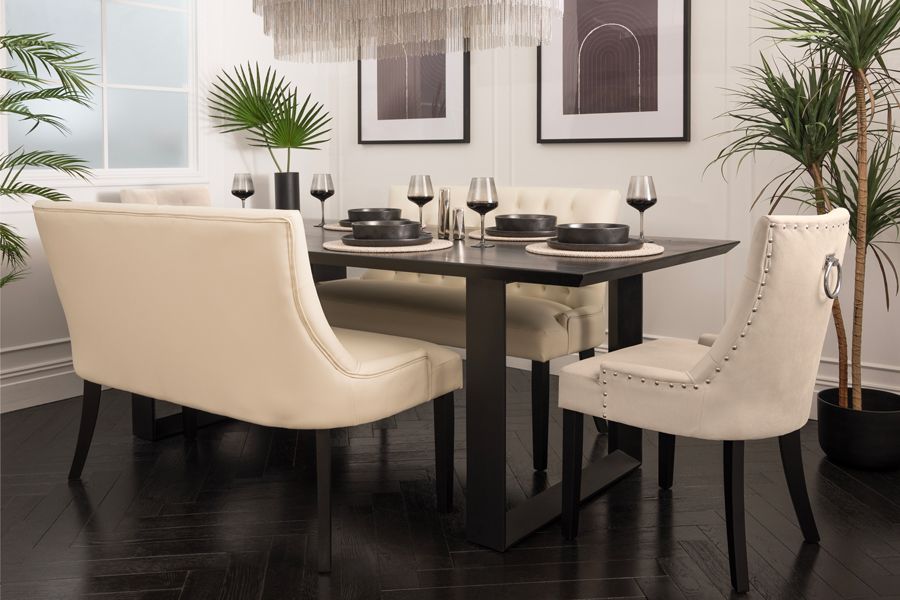 Torino Bankje Crème Kunst Leer - Zwarte Poten-view2