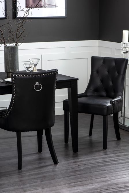 Torino Dining Chair with Back Ring - Black PU Leather   - Image #0
