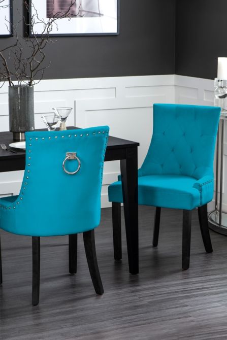 Torino Dining Chair with Back Ring - Teal - Image #0