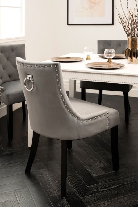 Torino - Silla de comedor con argolla en la parte posterior del respaldo, color humo-view2