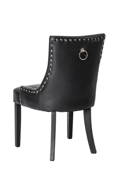 Torino Dining Chair with Back Ring - Black PU Leather   - Image #0