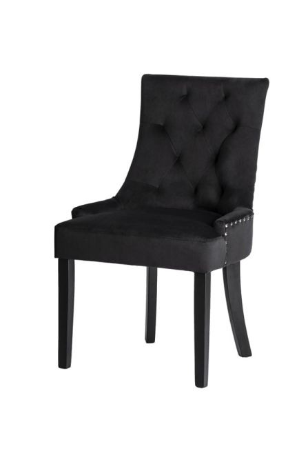 Torino Dining Chair with Back Ring - Black Velvet - Legs in black finish - Image #0