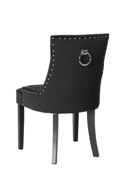 Black velvet online studded chair