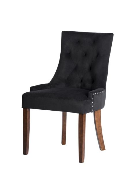 Torino Dining Chair with Back Ring - Black Velvet - Legs in Walnut finish  - Image #0