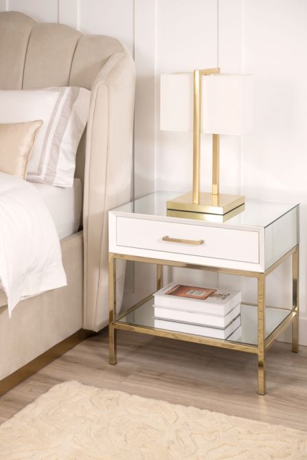 Trio White and Champagne Gold Bedside Table - Image #0