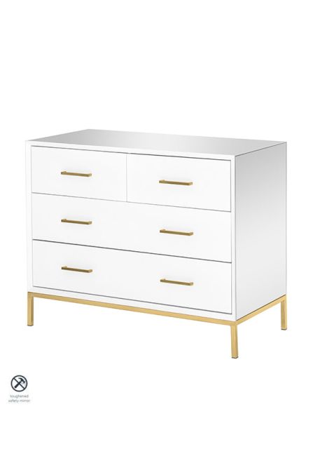 Trio White and Champagne Gold Chest of Drawers