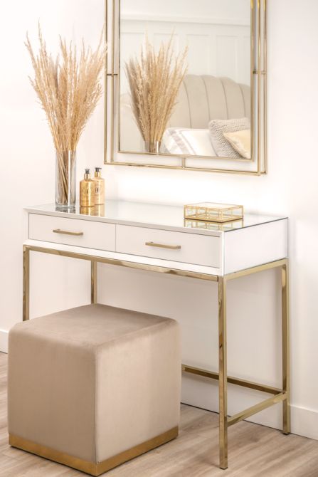Trio White and Champagne Gold Console Table - Image #0